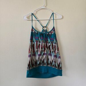 Women's Y2K 2000s Tribal Hannah Montana style Long Open Back Tank Top Medium
